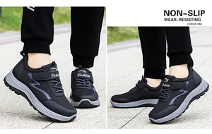 Detailansicht der Walkingschuhe mit Klettverschluss und rutschfester dicker Sohle