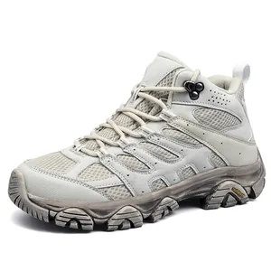 Hiking boots with breathable mesh and rugged non-slip rubber soles for outdoor camping