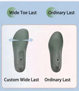 Comparison showing a wide-toe shoe last versus a standard shoe last for winter boots