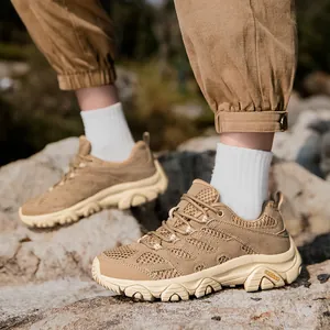 Chaussures de randonnée kaki pour hommes avec mesh respirant et semelle antidérapante