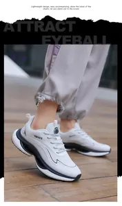 Detail showing white breathable mesh sneakers with sport logo and thick cushioned soles