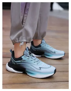 Close-up of lightweight breathable sneakers featuring mesh fabric and soft cushioning soles