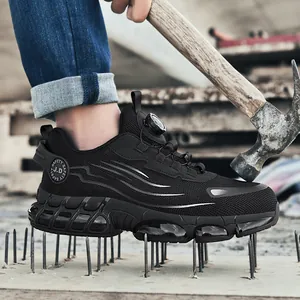 Steel Toe Safety Shoes Puncture Resistant Kevlar Midsole Breathable Mesh Upper Rotary Knob Lacing System Work Boots Men Women