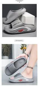 Detailed view of grey EVA platform slide featuring Fashion Life logo and thick soft sole