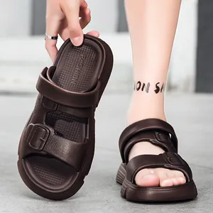 Herren Casual Doppel Schnallenriemen Pantoletten Dicke Sohle Atmungsaktiv Strand Sandalen Sommer Outdoor Leichte Mode Hausschuhe