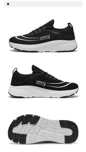 Drei-Ansichten-Layout der leichten Laufschuhe mit Mesh und rutschfester Profilsohle