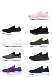 Multi-color breathable mesh slip-on sneakers displayed in a grid with anti-slip soles