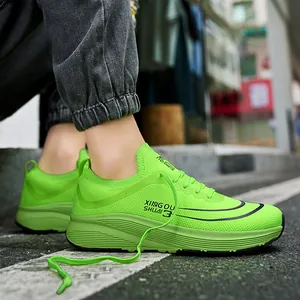 Fluoreszierende grüne Strick-Laufschuhe mit atmungsaktivem Mesh und Anti-Rutsch-Sohle