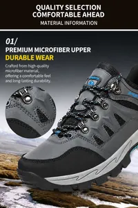 Detailansicht der Wanderschuhe mit atmungsaktivem Mesh und robusten Metallösen