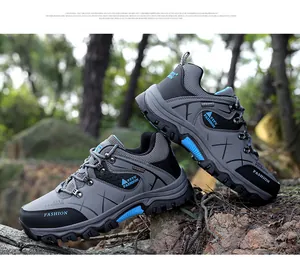 Macro detail of rugged non-slip rubber sole with deep tread for hiking shoes