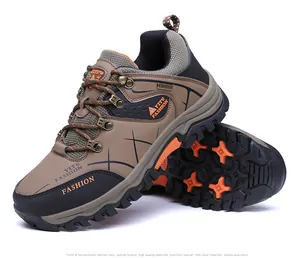 Detail of outdoor hiking shoe featuring durable MD sole and non-slip rubber tread pattern
