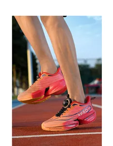 Close-up of breathable mesh running shoes with a mechanical rotary lace-up system