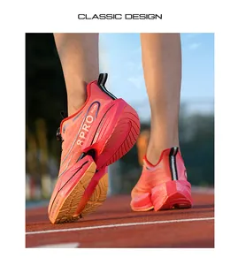 Macro view of bright orange breathable mesh fabric and 8PRO RUN technology on sneakers