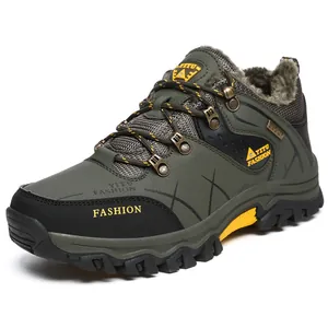 Winter wandelschoenen in olijfgroen met fleecevoering en dikke rubberen zool voor sport