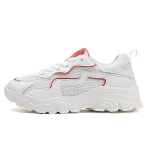 Sneaker chunky da donna con plateau, mesh traspirante e dettagli ondulati arancioni