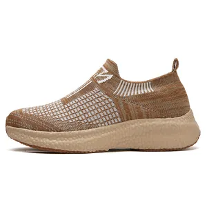 Women's lightweight breathable knit slip-on sneakers with thick anti-slip EVA sole
