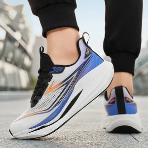 Classic breathable marathon running shoes with gradient blue and orange design