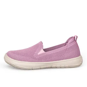 Zapatos de caminar transpirables morados para mujeres mayores con suela antideslizante