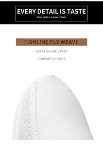 Detailed macro view of the soft fishline fly weave upper for breathable comfort shoes