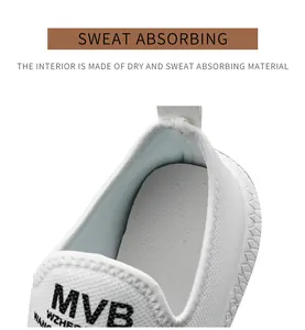 Detail view of breathable mesh lining and sweat-absorbing insole for men's white sneakers