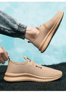 Detail showing the breathable mesh material and thick non-slip rubber sole of the slip-on shoe