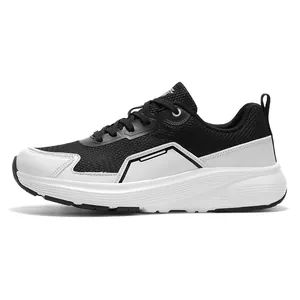 Breathable black and white wide toe box athletic sneakers for men and women running shoes