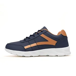 Sneakers casual da uomo blu navy e marroni con comoda suola in EVA bianca leggera