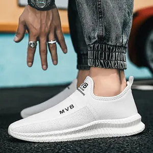 Men's Breathable Mesh Slip-on Shoes Fashion Lightweight Outdoor Walking Sneakers Fly Woven Casual Loafers For Men