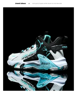 Details von atmungsaktivem Basketballschuh mit Drehverschluss und türkisen Akzenten