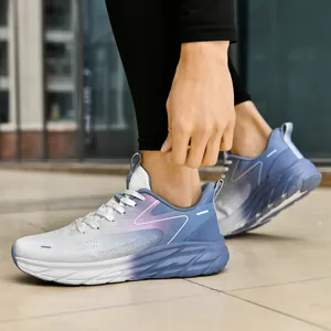 Moderne atmungsaktive Laufschuhe mit blauem Farbverlauf und Dämpfungssohle für Damen und Herren