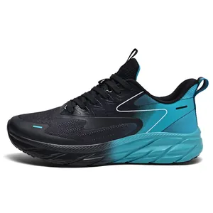 Atmungsaktive Laufschuhe in Schwarz-Blau-Verlauf mit Mesh und gedämpfter Sohle