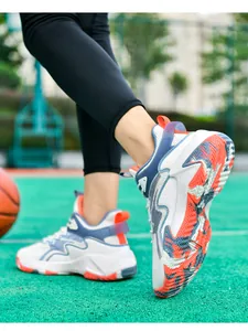 Detailed view of the anti-slip rubber sole with zigzag traction on fly-knit basketball shoes