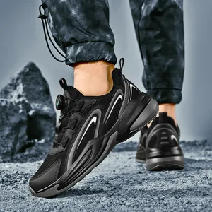 Ademende hardloopschoenen voor heren met draaisluiting en antislip dikke dempende zool