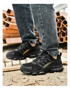 Close-up of puncture-resistant safety shoe stepping on nails with anti-slip thick sole