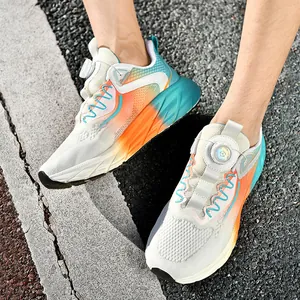 Fashionable sports sneakers with quick rotating lace system and gradient cushioning sole