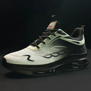 Scarpe da corsa da uomo in mesh traspirante con sfumatura verde e ammortizzazione ad aria