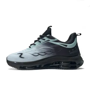 Scarpe da corsa uomo traspiranti in mesh con sfumatura blu e suola ammortizzata ad aria