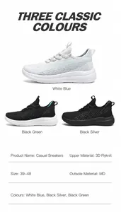 Chaussures running homme en mesh 3D flyknit respirant avec semelle MD légère, tailles 39-48