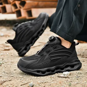 Men's and women's puncture-proof safety shoes with rotary buckle and cushioned sole