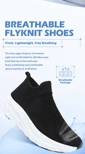 Détail du tissu en mesh respirant fly-knit sur les baskets chaussettes de sport noires