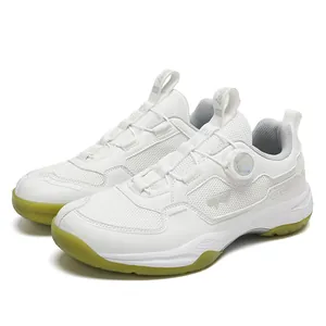 White breathable training shoes with green sole and quick-lace dial system