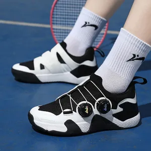 Professionelle Athletische Badmintonschuhe Damen Herren Doppel Drehverschluss Atmungsaktiv Flyknit Tennis Training Sneaker Sport
