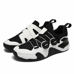 Leichte schwarz-weiße Court-Schuhe mit doppeltem Drehverschluss für Damen und Herren