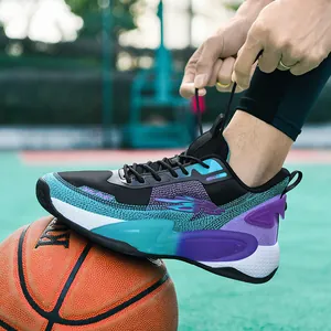 Scarpe da basket da uomo traspiranti con suola antiscivolo e sfumatura ciano-viola