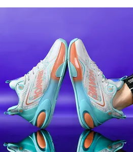 Macro shot of high-top basketball shoes with breathable mesh and shock-absorbing sole
