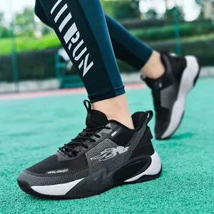 Scarpe da basket traspiranti da uomo nero e grigio con suola antiscivolo per allenamento