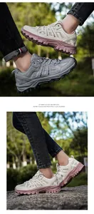 Detail showing breathable mesh upper and durable non-slip sole for outdoor hiking shoes