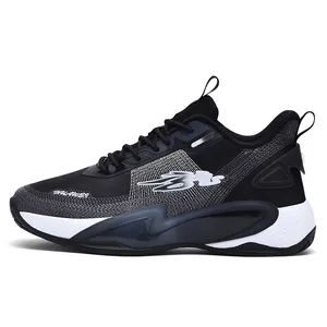 Scarpe da basket traspiranti da uomo in nero e bianco con suola ammortizzata spessa