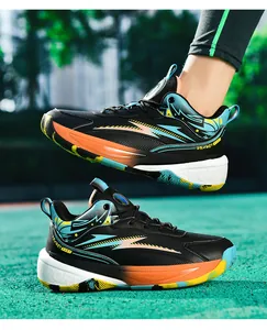 Detailed view of mid-top professional basketball shoes with vibrant gradient accents