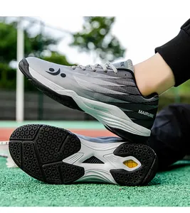 Macro view of badminton shoe with honeycomb non-slip rubber sole for sports grip